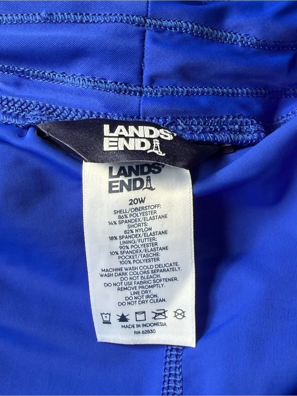 Lands’ End Swim Skirt Skirtini Bottom Women’s 20W Blue Built-In Shorts